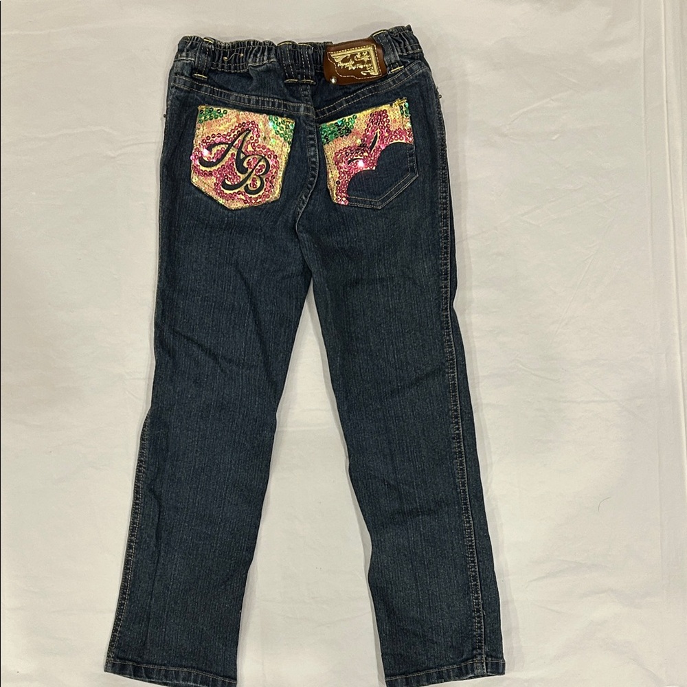 Apple Bottoms Kids Jeans - Dark Blue with Gold Accents - Picture 5 of 10